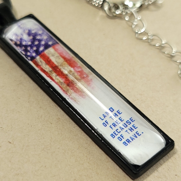 LAND OF THE FREE Vertical Pendant Necklace - Picture 2 of 9